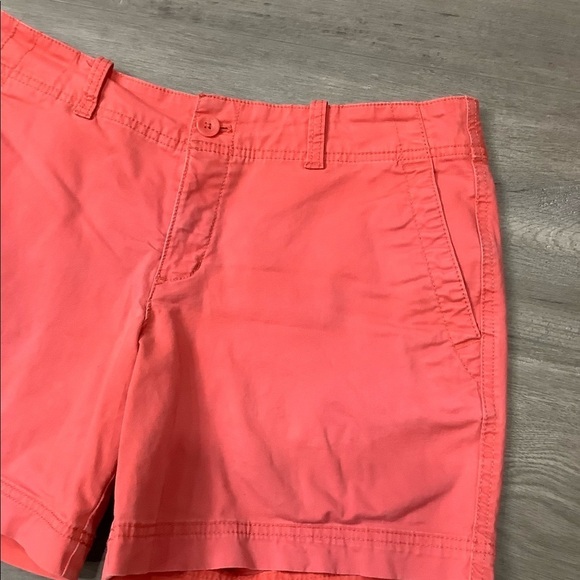 Women's Eddie Bauer 4 Small Shorts Pink Coral Twill Chino Khakis Cotton Stretch - Picture 6 of 8